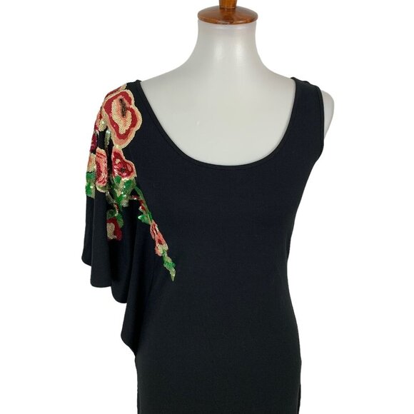 Cache Dress XS Black Sequin Bodycon Party Club Night Out Cocktail Glam - Picture 2 of 5